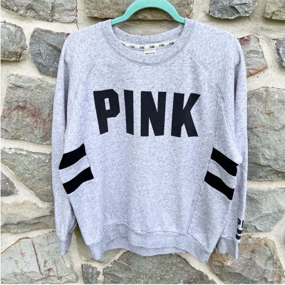 Pink Victoria’s Secret Gray Collegiate Logo Sweatshirt - Picture 1 of 7